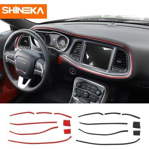 SHINEKA Soft Carbon Fiber Car Center Control Dashboard Panel Decoration Trim Stickers for Dodge Challenger 2015+ Accessories