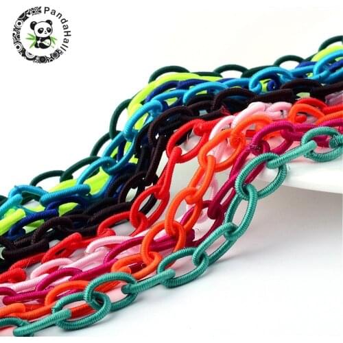 Handmade Nylon Cross Chains Loop, Oval, Mixed Color, 12~14x7~10x2mm; about 95cm/strand, 37.4"