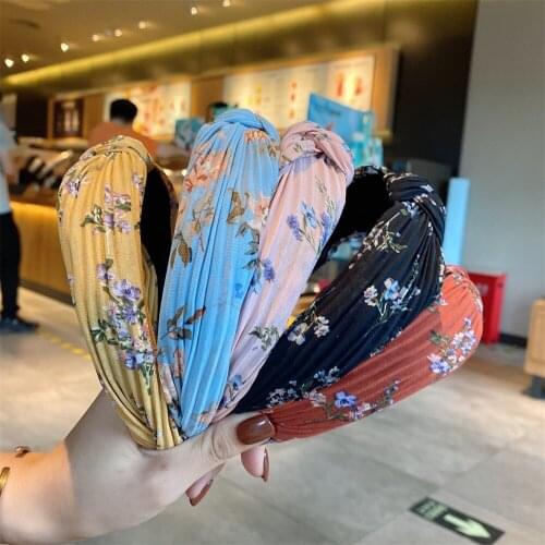 2020 New Wave Point Hair Band French Sweet Woman Accesories Simple Satin Floral Hair Accesories