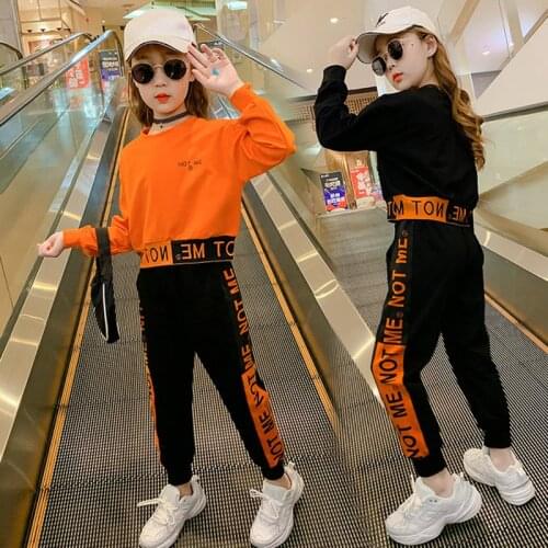 2021 Autumn New Childrens Clothes Little Girl Casual Sports Suit Fashion Letters Girls Long-sleeve Sweater Trousers 2 Piece Set