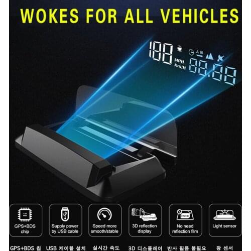Updated Version OBD Car Head Up Display Car Electronics HUD Display Digital Speed Projector Overspeed Warning GPS Speedometer