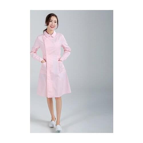Nurse clothes long-sleeved spring clothes women partial-breasted powder white green Slim beauty pharmacy dental work clothes stu