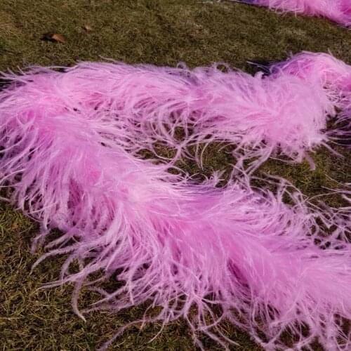 Wholesale Beautiful 10 Meters 5 Layer Deep Pink Ostrich Feather/weddings/parties/home improvement/scarves Decoration