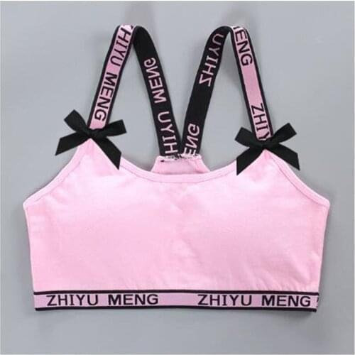 Teen Bra Girl Vest with Bows Cotton Girls Sports Lingerie Adolescente Kids Underwear Letter Racerback Student Training Bras