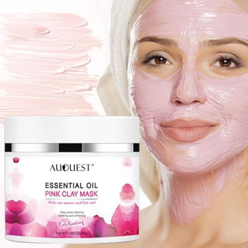Pink Mud Mask Moisturizing Clean Exfoliating Stain Blackheads Acne Brighten Oil-Control Aloe Vera Rose Essence Skin Care 50g