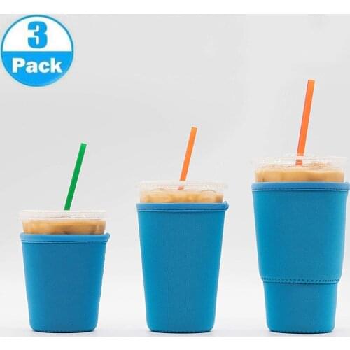 Drink Sleeve Ice Coffee Sock Reusable Iced Coffee Sleeve Insulator Cup Sleeve For Cold Drinks Beverages Neoprene Cup Holder Idea