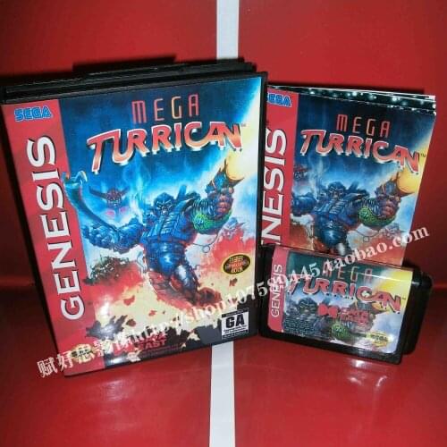 Sega MD game - Mega Turrican with Box and Manual for 16 bit Sega MD game Cartridge Megadrive Genesis system