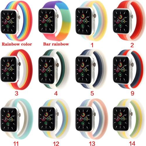 Silicone strap for Apple Watch Band 38mm 40mm Rainbow color matching for iWatch serie SE 6 5 4 3 2 1 42mm 44mm Replace strap