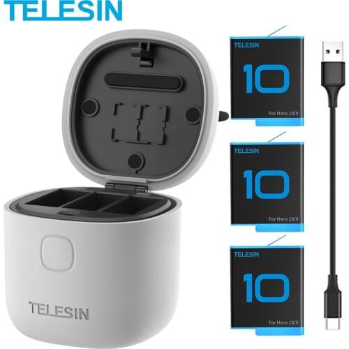 TELESIN 3Pack 1750mAh Battery For GoPro 9 3 Ways Charger TF Card Reader Storage Charging Box for GoPro Hero 9 Black Accessories