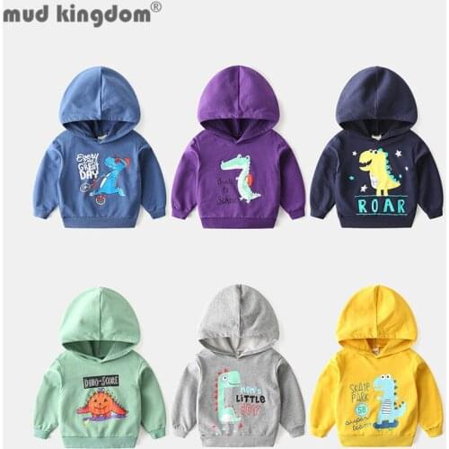 Mudkingdom Boys Hooded Sweatshirt Cartoons Dinosaur Hoodie Top Childrens Clothing Spring and Autumn Kids Fashion Clothes