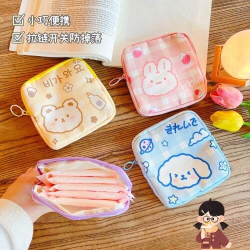 Outdoor travel portable girl kawaii sanitary pad pouch a mini bag that can store cosmetic change mobile phones Cute zipper bag