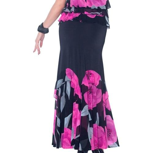 Ballroom dance skirt modern dance ruffled skirt hem big flare skirt hem S15001