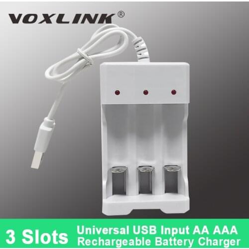 VOXLINK Battery Charger 3-Slot USB AA/AAA Ni-MH/Ni-Cd Independent Rechargeable Battery Chargers For Remote Control Fast Shipping