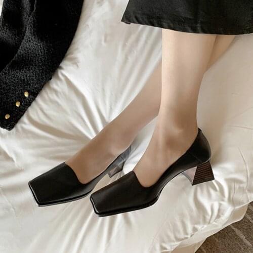 MORDOAN ladies genuine cowhide womens shoes 2021 summer new mid-heel womens shoes