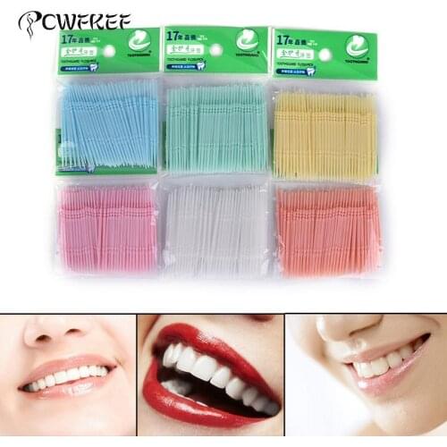 100Pcs Tooth Floss Oral Hygiene 2 Way Interdental Brush Toothpick Healthy Teeth Care