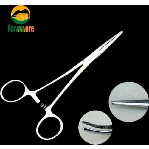 1 Pcs Forceps for Veterinary Hemostatic 7"/6.3"/5.5 Stainless Steel Bent-nose Pliers Surgical Curved Clamp Vet Student Equipment