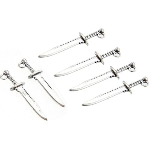 10 Pcs Charm Sword Dagger Pendants for Necklace Bracelet Jewelry Making Findings N0HE
