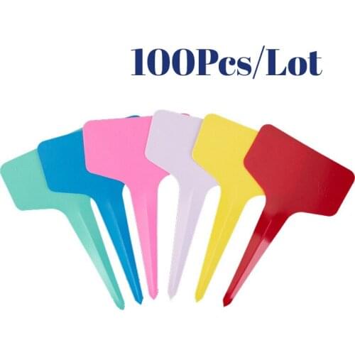 100Pcs T-type Plant Markers Labels Plastic Seed Labels Nursery Plant Tags Waterproof Garden Plant Markers Plant Labels Mark Tool