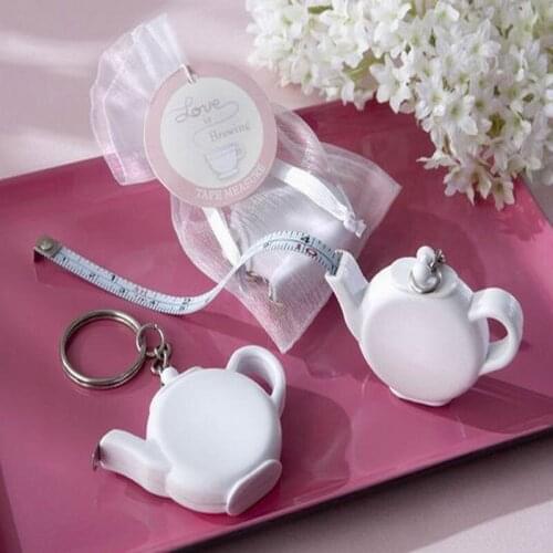 100pcs/Lot+Wedding Favors and Gift Love is Brewing Teapot Measuring Tape Keychain+FREE SHIPPING