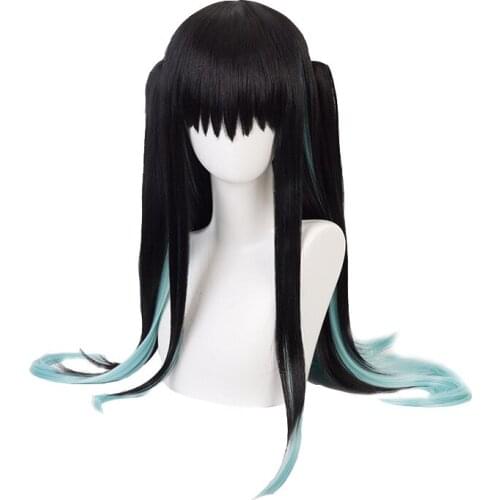 2020 Anime Demon Slayer Kimetsu no Yaiba Tokitou Muichirou Ponytails Wig Cosplay Costume Heat Resistant Synthetic Hair Long Wigs