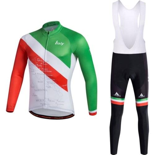 2021 Italy long sleeve Cycling jersey Set Summer Breathable bib pants ropa ciclismo bicycle clothing MTB bike Men clothes