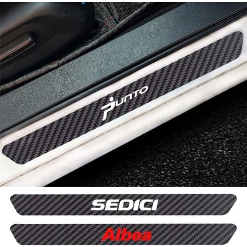 4PCS Car Door Sill Anti kick Stickers Carbon Fiber Auto Door Sticker For Fiat Panda MoBL LINEA DOBLO TORO Bravo Albea Talento