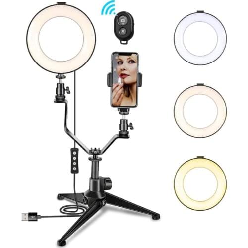 6inch 16cm ring fill light with bluetooth phone holder tripod LED Selfie ring light Lamp for makeup Youtube tiktok ringlight