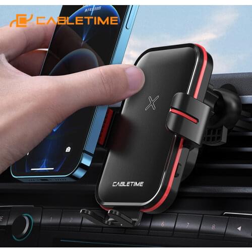 CABLETIME 15W Car Charger Holder Wireless Fast Charger Air Vent Mount Holder In Car For iPhone12 11 Pro Max Sumsang Xiaomi N435