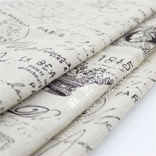 Free Shipping 150*100cm Assorted burlap jute hessian Eiffel Tower Printing Linen Fabric Fat Quarter