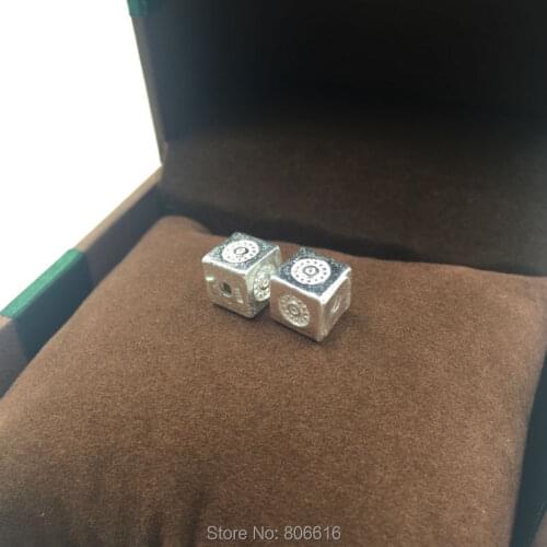 " Fake One Penalty Ten " 8MM 3Pcs/6G (Mark 925) 925 Sterling Silver Square Jewellery Spacer Beads Jewelry Loose Beads