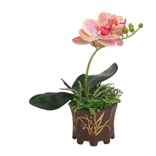 Artificial Phalaenopsis Potted Simulation Flower Plant Pot Fake Orchid Desktop Ornaments Home Party Wedding Floral Decoration