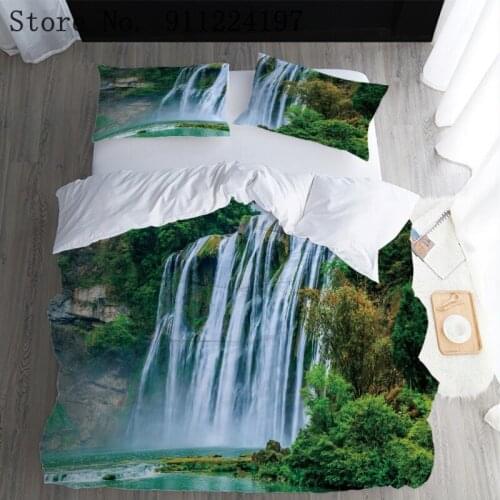 2/3 Pieces Natural Scenery Pattern Bedding Set 3D Print Waterfall Duvet Cover Twin Queen King Size Bed Cover Set Home Textile