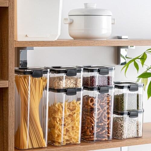 1800ML Food Storage Container Plastic Kitchen Storage Refrigerator Noodle Box Multigrain Storage Tank Transparent Sealed Cans