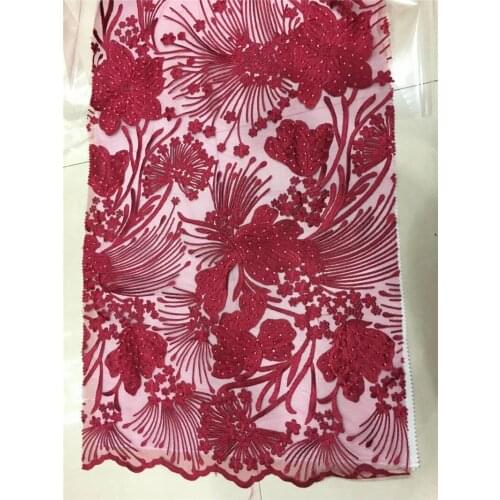 Nice YG-769 special 5 yards/pcs pretty flowers embroidered African french lace net tulle fabric with stones super quality