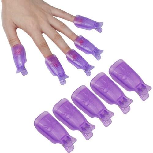Nail Art Soak Off Cap Clips Plastic Nail Polish Remover Clip for Fingers UV Gel Polish Remover Wrap Tools Cleaner Nail Degreaser