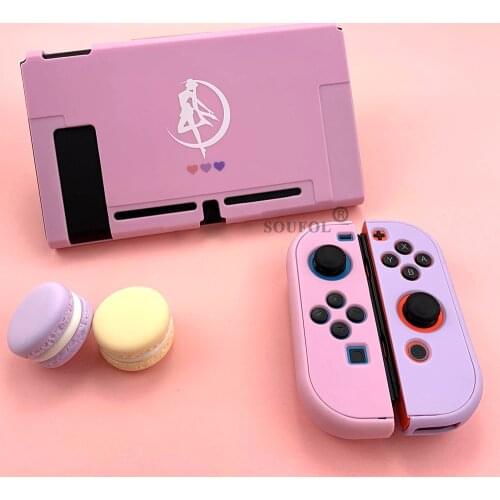 Cute Pink Purple Dockable Protective Shell Cover for Nintendo Switch JoyCon Controllers Anime Case for NS Accessory