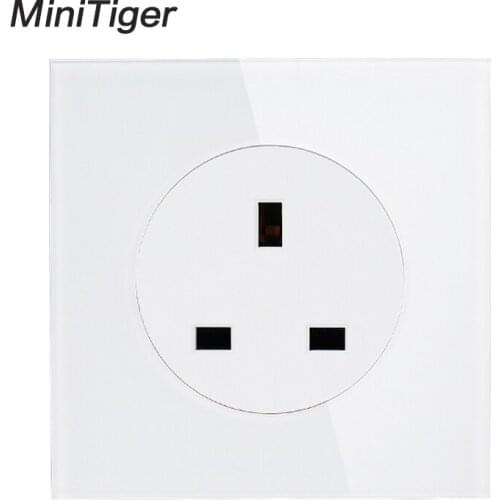Minitiger 2019 New Arrival Crystal Glass Panel 13A UK Standard Wall Power Socket Outlet Grounded With Child Protective Lock
