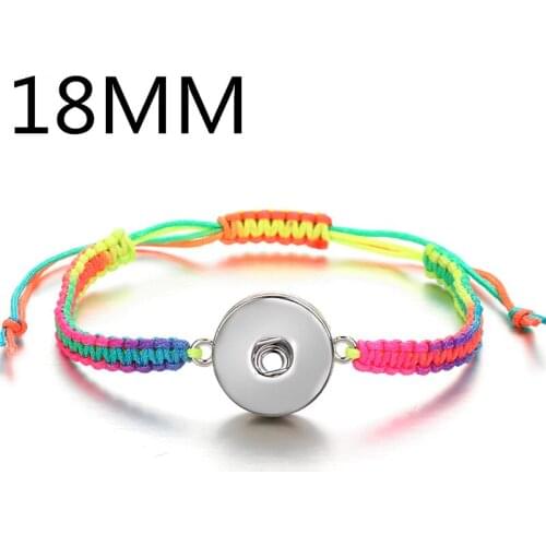 Fashion SE0185 Beauty Gradient color Rope adjustable snap bracelet kids&adule size fit 12mm snap buttons wholesale