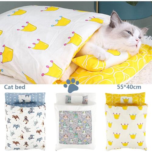 Washable Cat Bed Blanket Sleeping Bag Nest Japanese Style Animals Sleeping Sofa Bag Pet Small Dogs Blanket Winter Protection