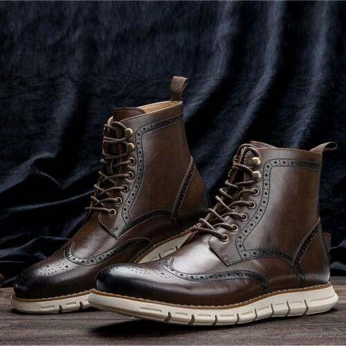 7~13 Boots men brand 2021 fashion comfortable Brogue Ankle boots #AL511