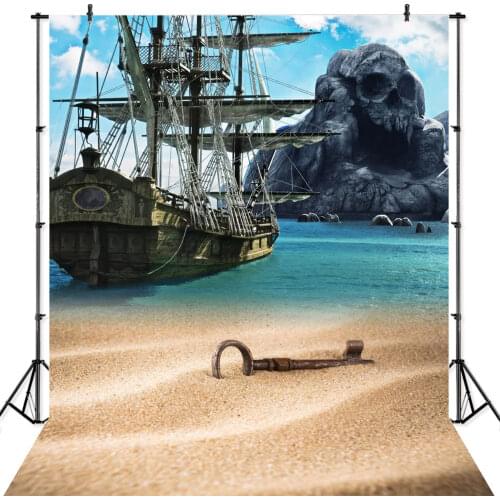 NeoBack Cosplay Party Spanish Pirate Jack Ship Sandy Sea View Beach Photo Backdrop Vinyl Photography Background Props Photocall