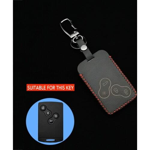 Newest High Quality Leather Car Key Case 4 Button Remote Control Cover For Renault Clio Logan Megane 2 3 Koleos Scenery Card