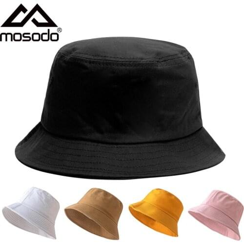 Mosodo Pure Color Fisherman Hat Women Versatile Hip Hop Basin Hat Flat Top Fashion Sunscreen Hat Men Fishing Cap