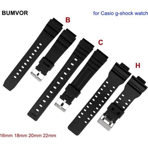 Rubber Watch Band 18mm 20mm 22mm Strap for Casio G-Shock Electronic Watch Men Sport Diving Silicone Wristband