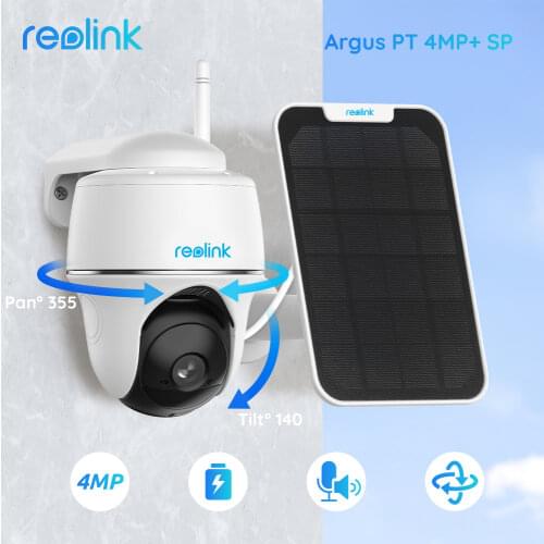 Reolink 1080p outdoor battery camera wifi Pan&Tilt remote access solar powered Argus PT and Solar panel
