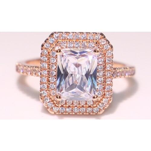 Choucong Brand New Luxury Jewelry 925 Silver&Rose Gold Fill Princess Cut 5A Cubic Zirconia CZ Party Women Wedding Band Ring Gift