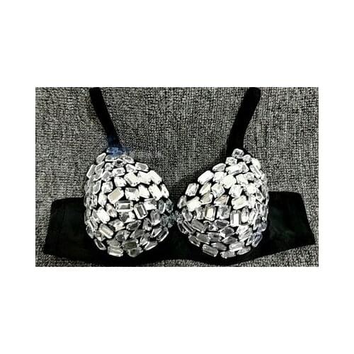 Sexy women Push Up Bra dance bra Bralette Nightclub Performance Bras For Women Underwear Lingerie Rhinestone bra