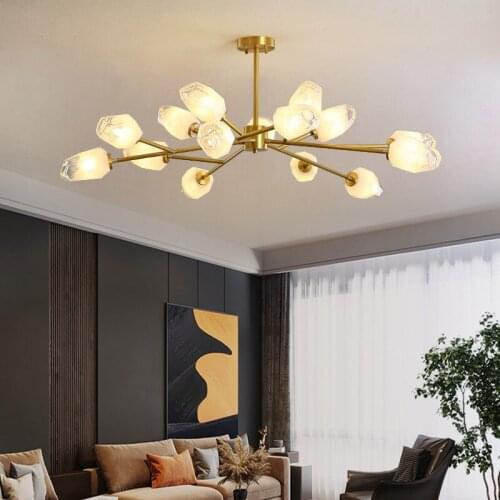 Modern luxury White Flowers Glass LED Chandelier Lighting Home Decor Light,Living Room Bedroom Home Indoor Lights Strong Light