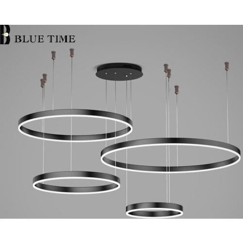Modern LED Pendant Lights For Living Room Dining Room Kitchen Circle Rings LED Pendant Lamp Home Lighting Fixtures 3/4/5/6 Rings