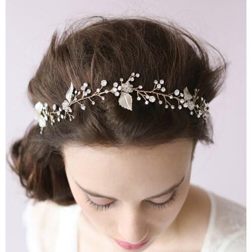 Vintage Gold Silver Leaves Rhinestones Crystal Hair Jewelry Bridal Headband Wedding Fascinators Hair Accessories for women